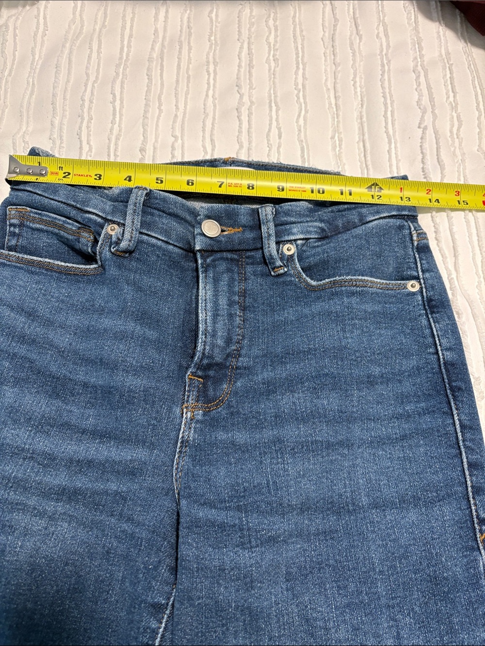 Good American Women's Ankle Mid-Dark Wash Blue High-Rise Straight Jeans - Picture 6 of 8